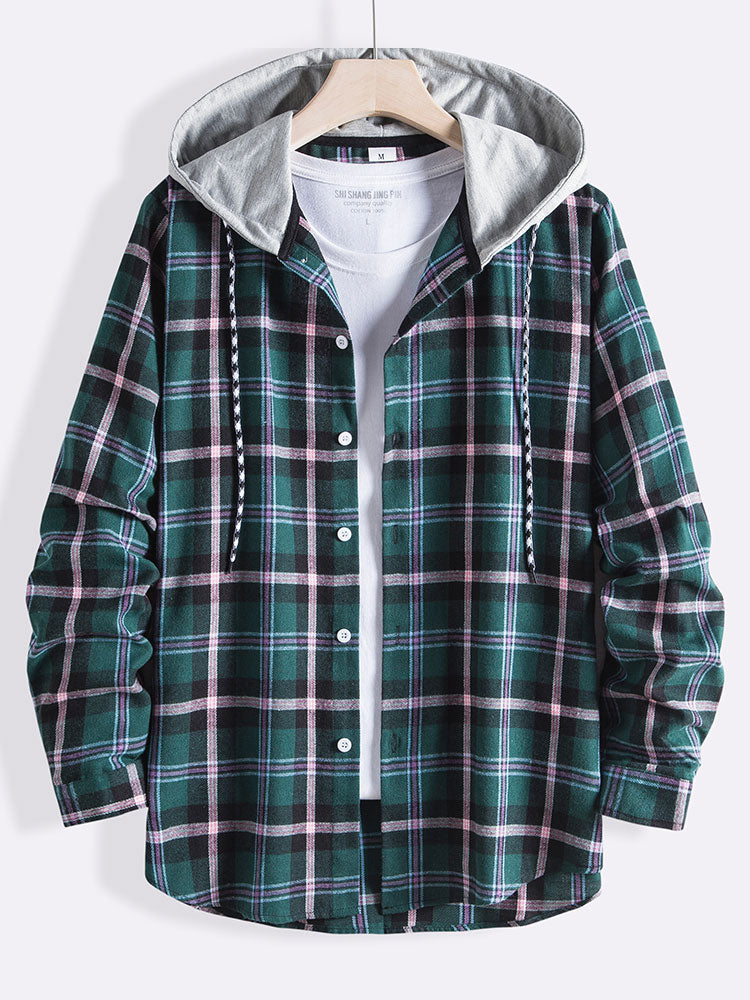 Alwyn® | Men Plaid Hooded Shirt