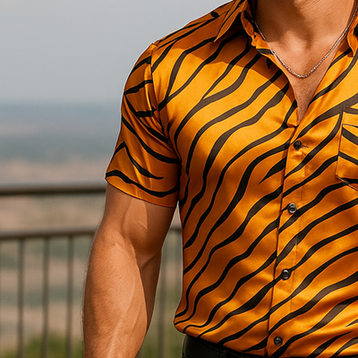 Jarrod | Men'S Summer Fashion Printed Satin Short Sleeve Shirt