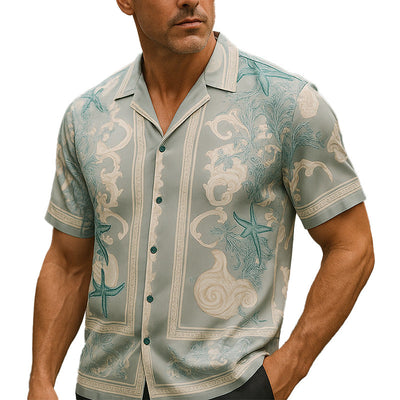 Sam | Men'S Summer Fashion Cool Satin Printed Short Sleeve Shirt
