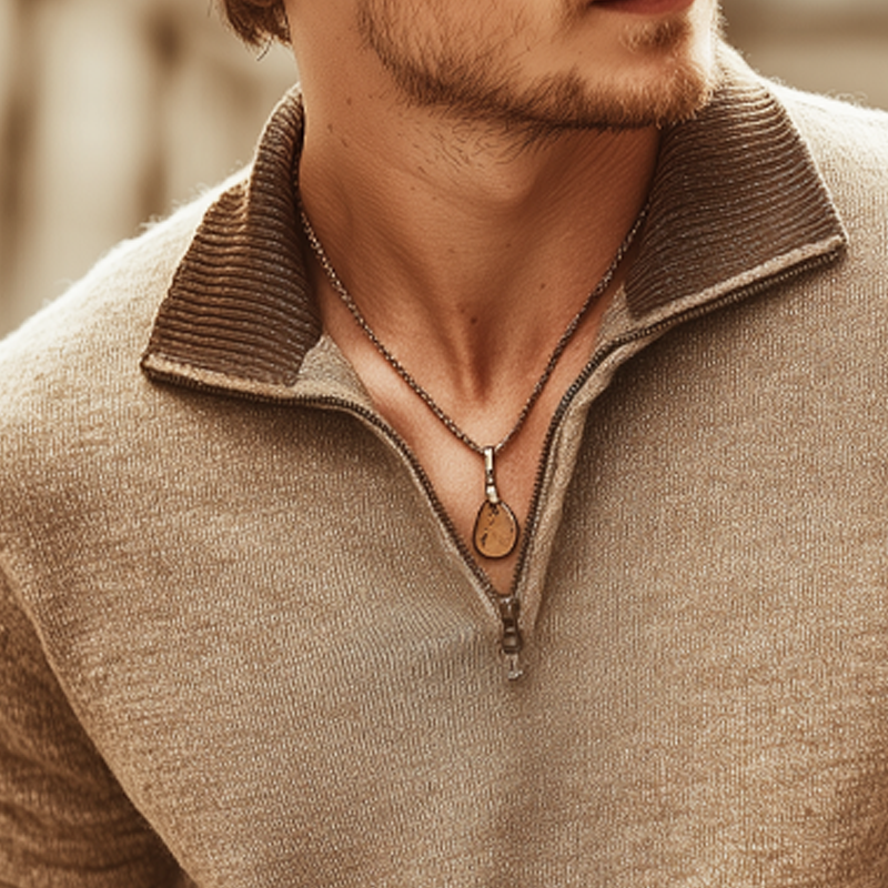 Antonio | Men'S Business Quarter Zipper Neck Knit Short Sleeve T-Shirt