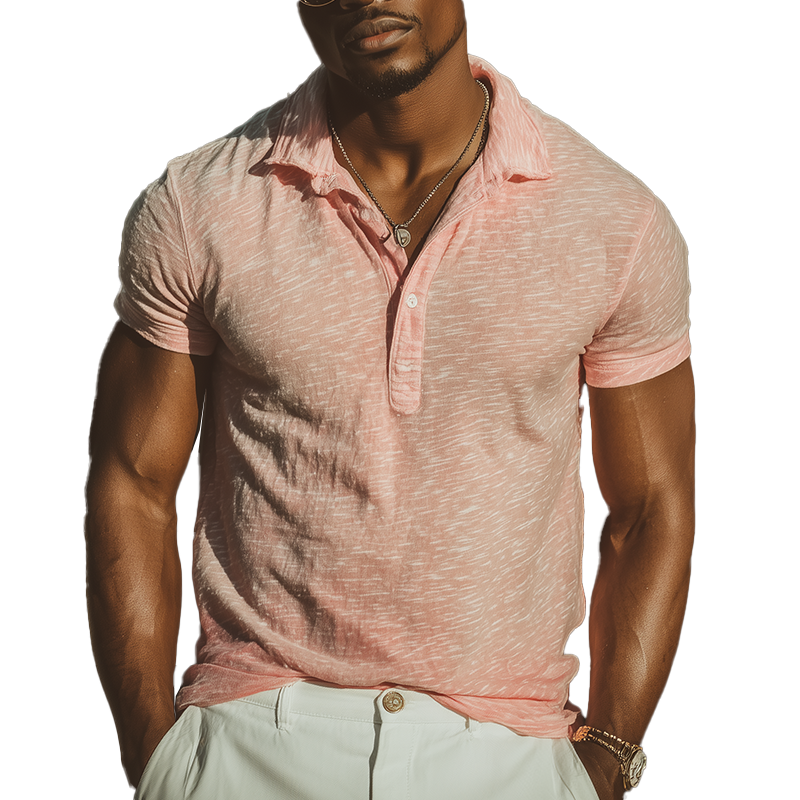 Noel | Men'S Summer Fashion Printed Slub Cotton Short Sleeve Polo Shirt