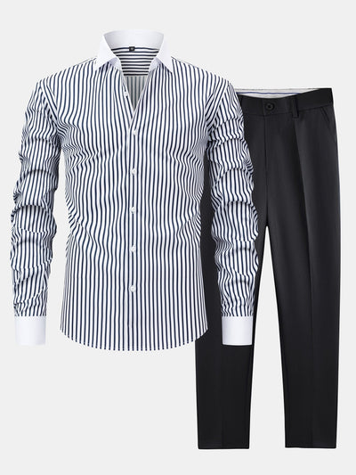 hola WINCHESTER STRIPED SHIRT & SLIM FIT TROUSERS