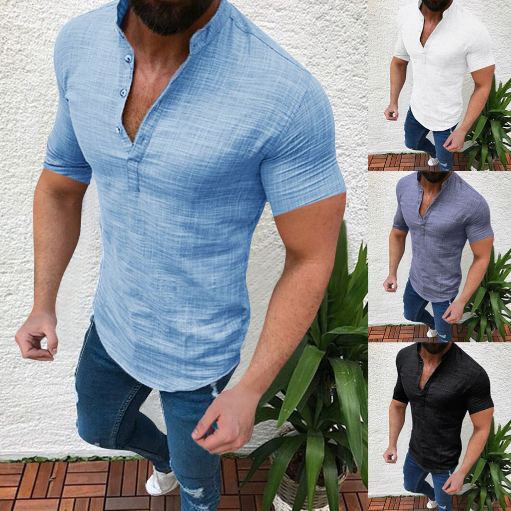 Justice® | Men'S Loose Solid Color Linen Shirt With Buttons