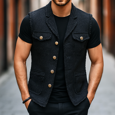 Connor | Men'S Retro Casual Single Breasted Raw Edge Vest