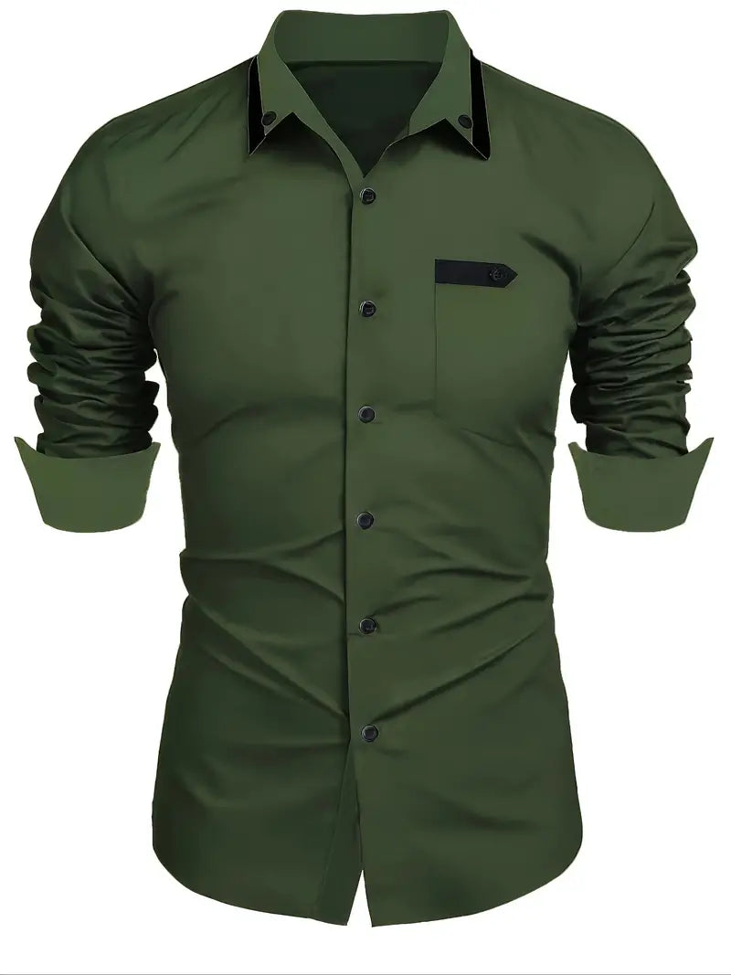 David® | Color Block Long Sleeve Shirt For Men