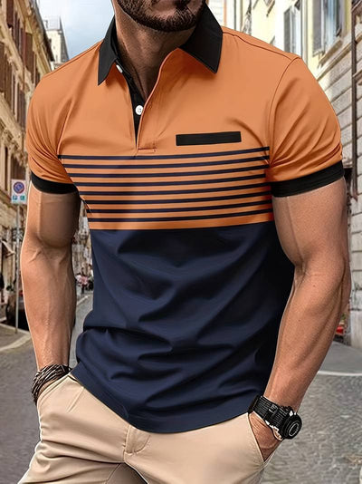 Lucie® | Casual Short Sleeve Stripe Polo Shirt For Men