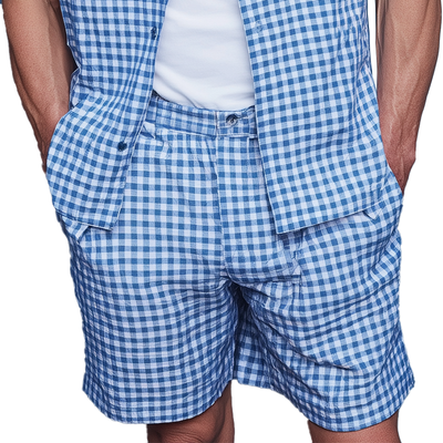 Abram | Men'S Summer Fashion Plaid Cotton And Linen Casual Shorts