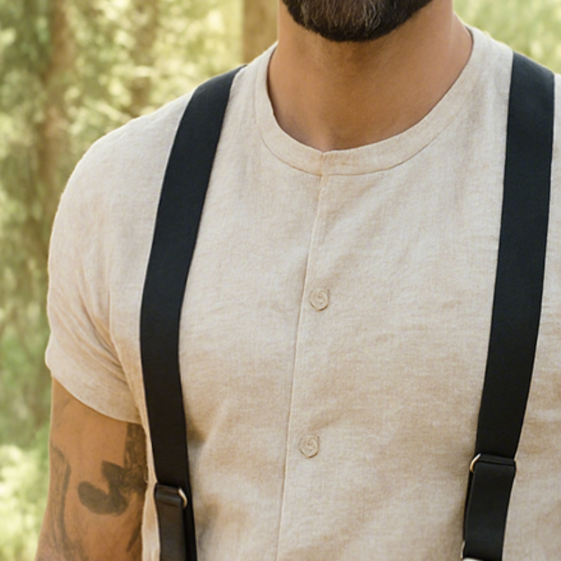 Alex | Men'S Retro Casual Cotton And Linen Collarless Short Sleeve Shirt