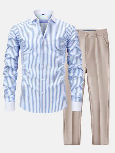 hola WINCHESTER STRIPED SHIRT & SLIM FIT TROUSERS