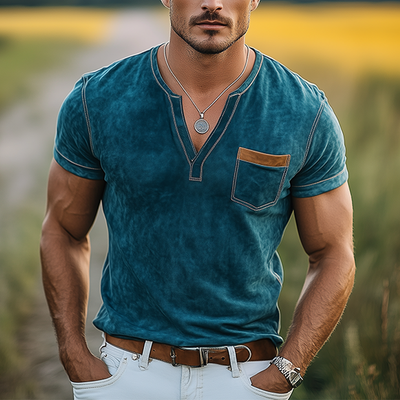 Federico | Men'S Spring And Summer Casual Thin Suede V-Neck Slim Short-Sleeved T-Shirt