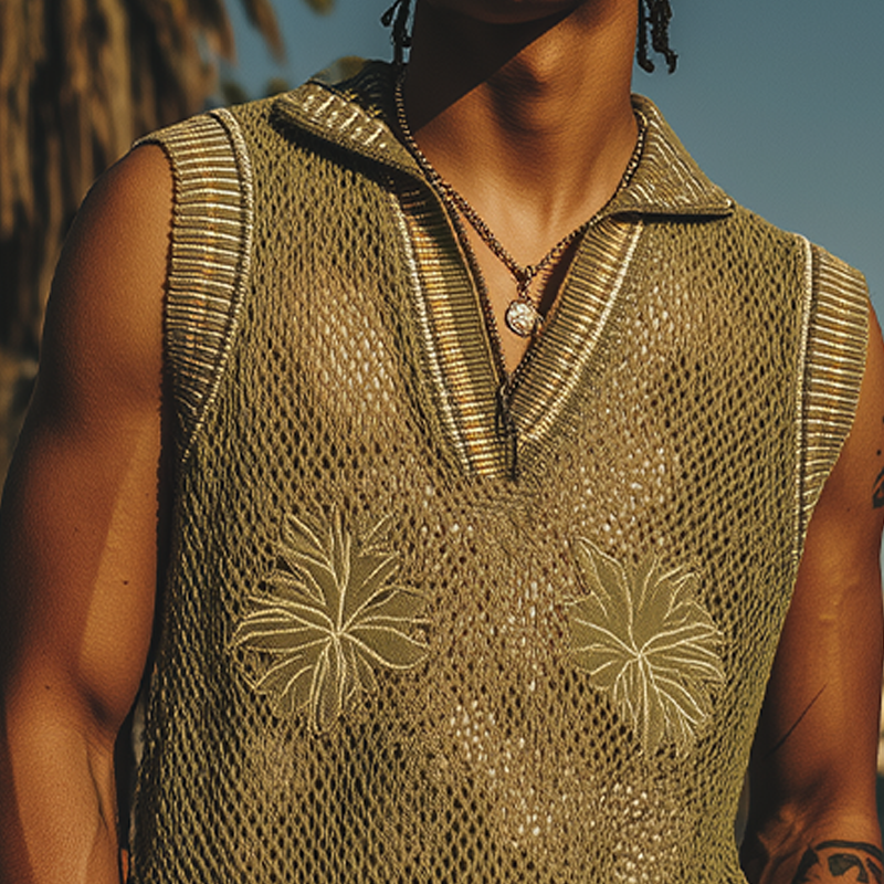 Leandro | Men'S Spring And Summer Fashion Casual Embroidered Knitted V-Neck Tank Top