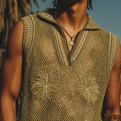 Leandro | Men'S Spring And Summer Fashion Casual Embroidered Knitted V-Neck Tank Top