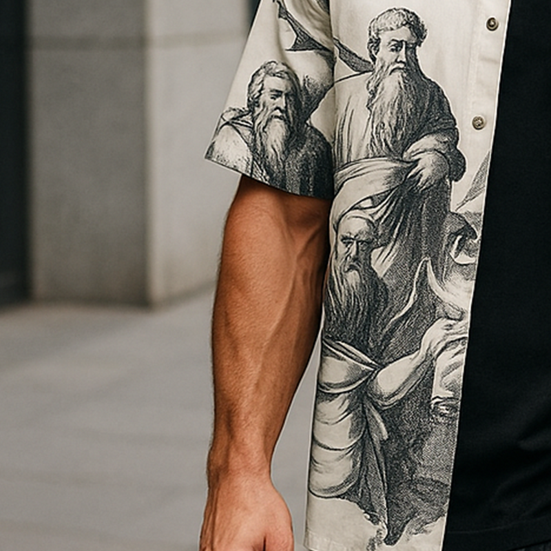 Ernie | Men'S Summer Fashion Printed Polyester Blended Short Sleeve Shirt