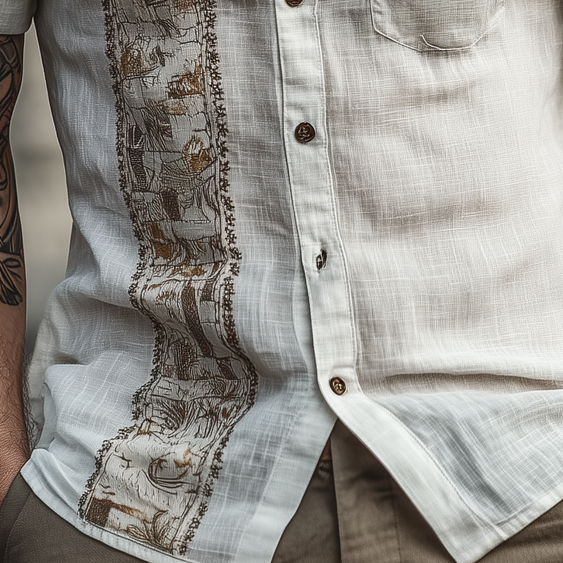 Derek | Men'S Retro Geometric Short Sleeve Lapel Shirt