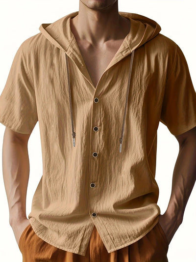 Penn | Lightweight linen shirt with short sleeves and hood