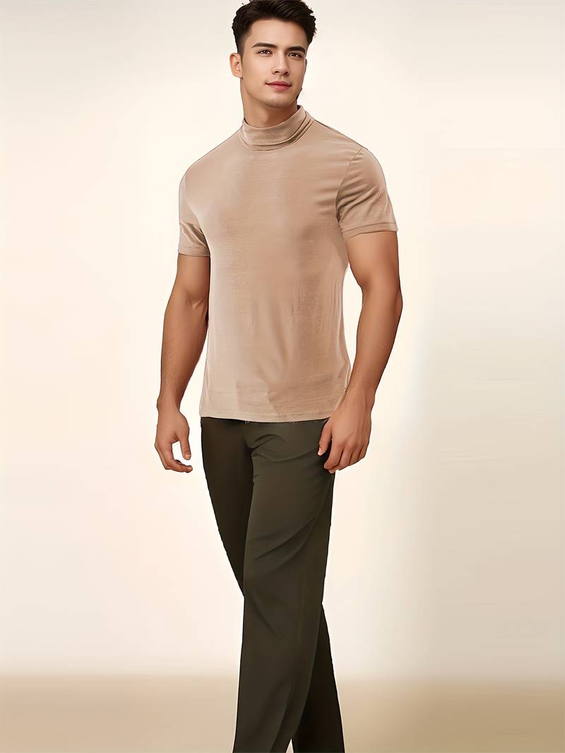Lucian® | Casual Short Sleeve Turtleneck T-Shirt