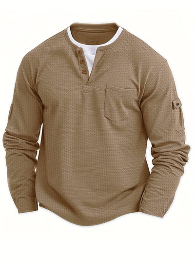 Isiah | Long-sleeved polo shirt with buttons and pocket