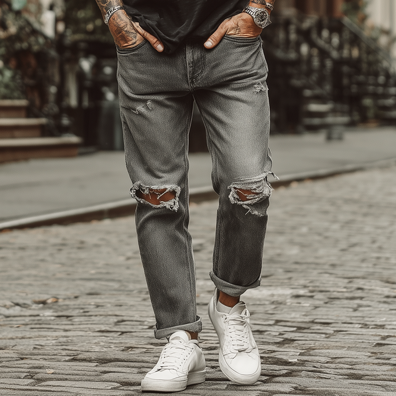 Otto | Men'S Summer Fashion Washed Ripped Jeans