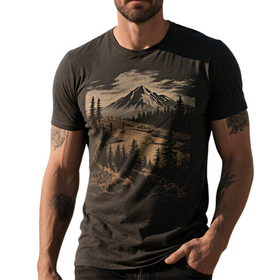 Chris | Men'S Retro Casual Wilderness Style Printed Round Neck Short Sleeve T-Shirt