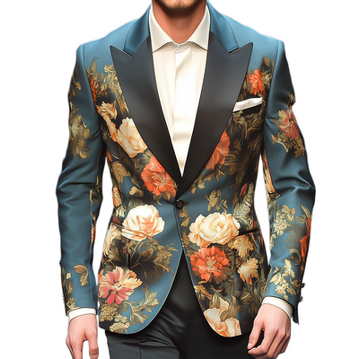 Alex | Men'S Retro Large Flower Printed Single Breasted Casual Blazer