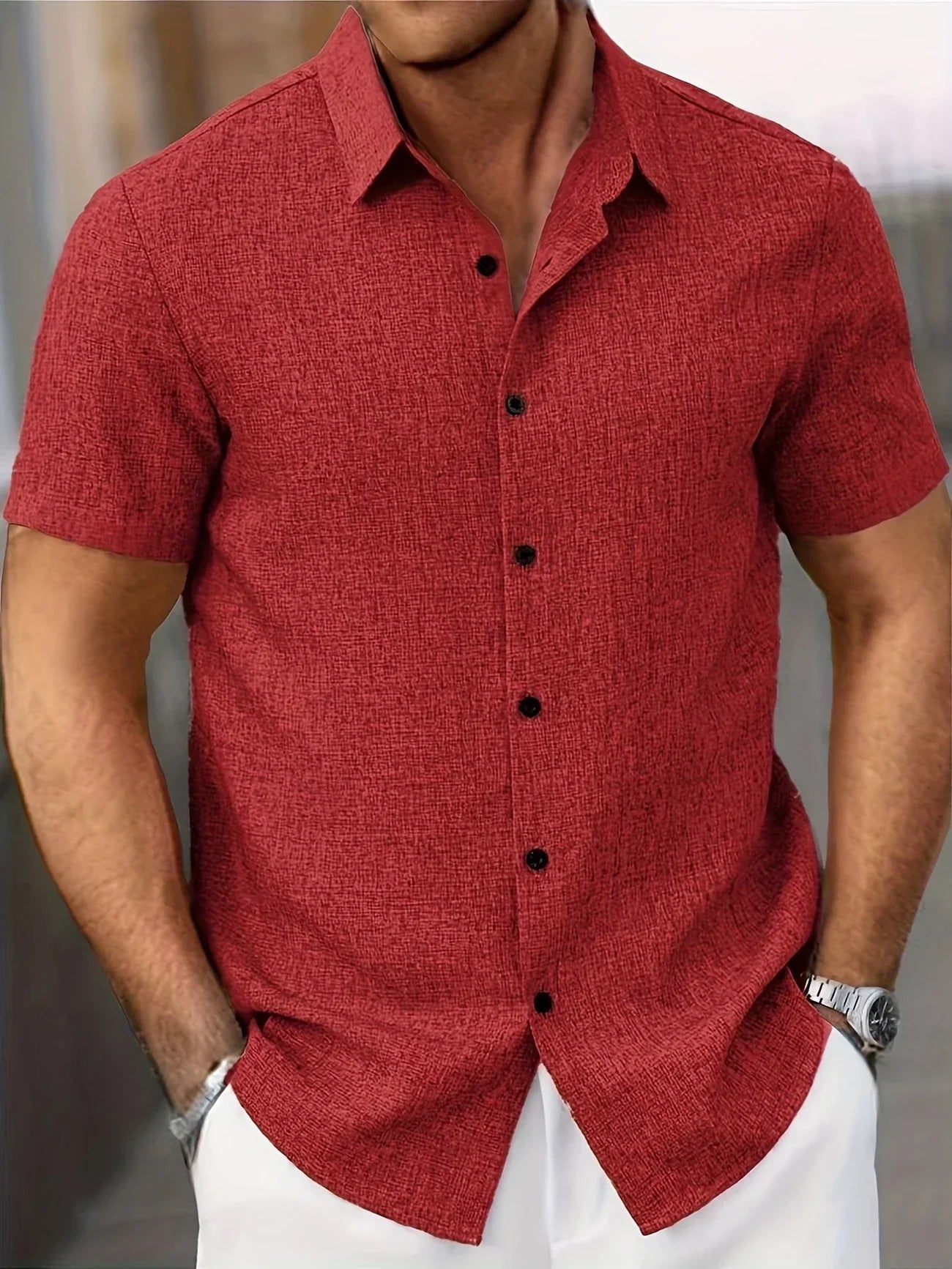 Pax | Lightweight short-sleeved linen blend shirt