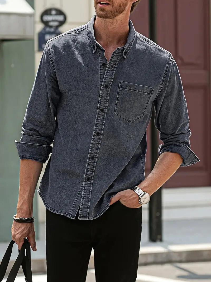 Lou® | Denim Long Sleeve Shirt For Men