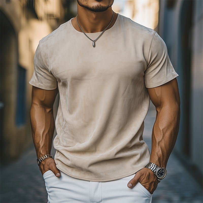 Esteban | Men'S Spring And Summer Casual Thin Suede Round Neck Short Sleeve T-Shirt