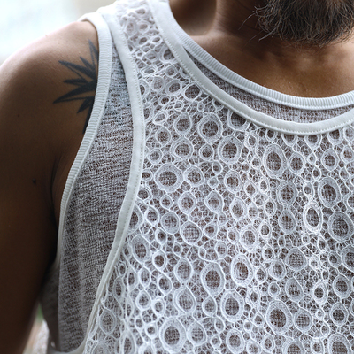 Donald | Men'S Solid Color Lace Sleeveless Two Piece Tank Top (Including Two Pieces)