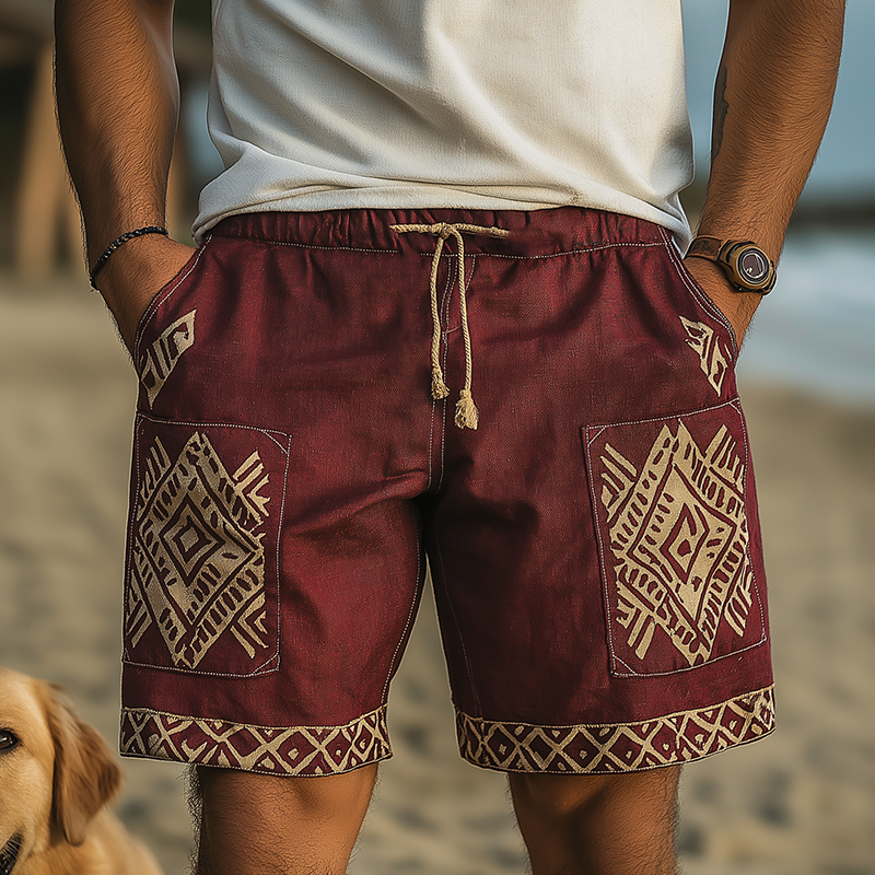 Ernesto | Men'S Summer Fashion Simple Printed Linen Casual Shorts