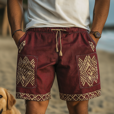 Ernesto | Men'S Summer Fashion Simple Printed Linen Casual Shorts