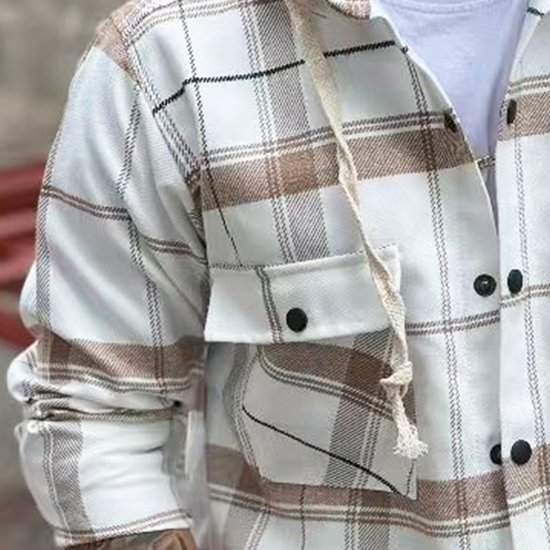 William | Men'S Spring/Autumn Classic Plaid Hooded Snap-Button Jacket