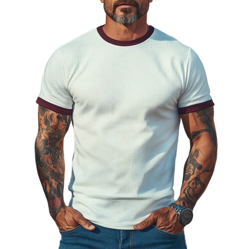 Gerardo | Men'S Spring And Summer Casual Breathable Dense Mesh Fabric Round Neck Slim Short-Sleeved T-Shirt