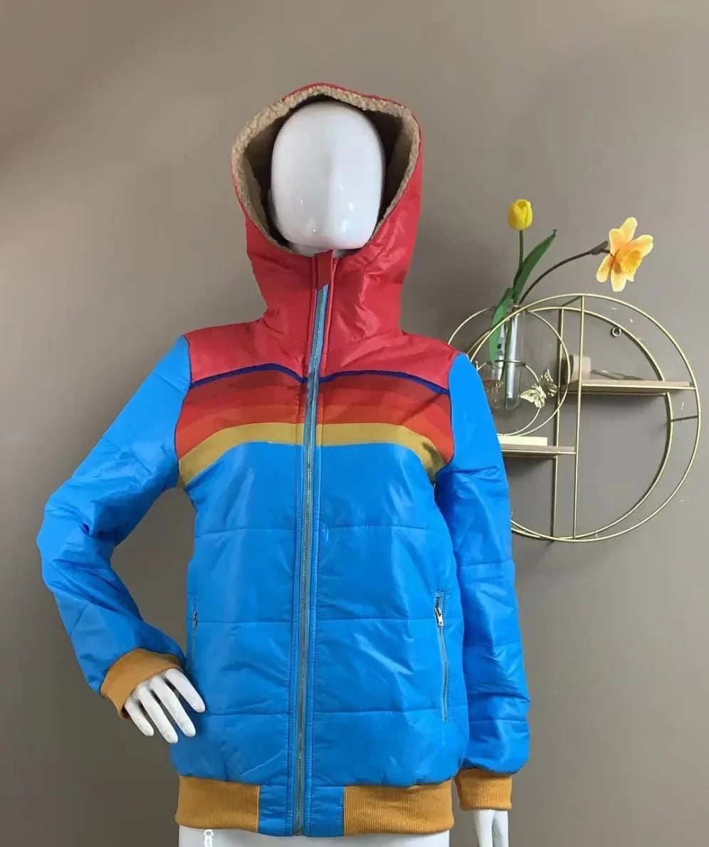 Gideon | Rainbow-colored thermal jacket with hood