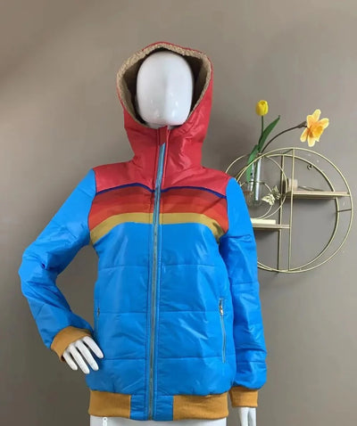 Gideon | Rainbow-colored thermal jacket with hood