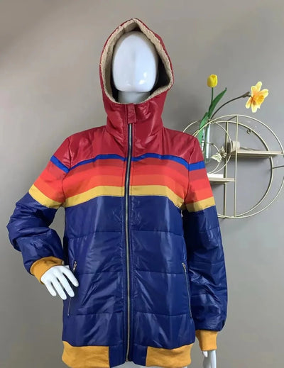 Gideon | Rainbow-colored thermal jacket with hood