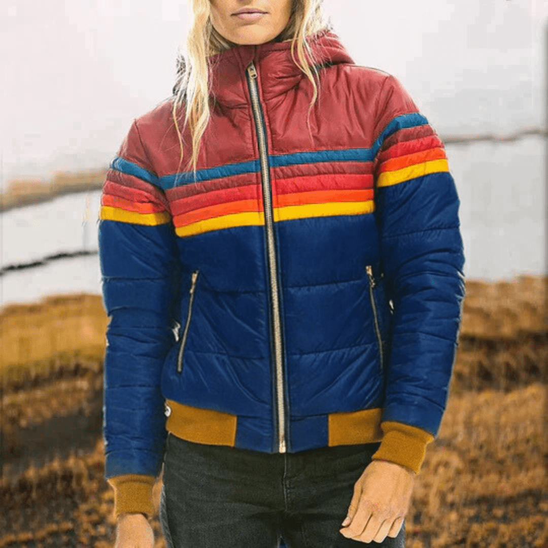 Gideon | Rainbow-colored thermal jacket with hood
