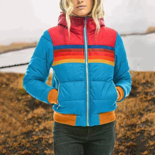 Gideon | Rainbow-colored thermal jacket with hood