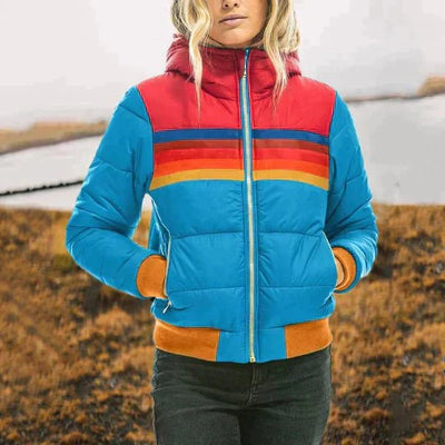 Gideon | Rainbow-colored thermal jacket with hood