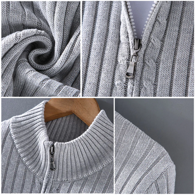 Ferrán | Men's classic ribbed knit cardigan with zip