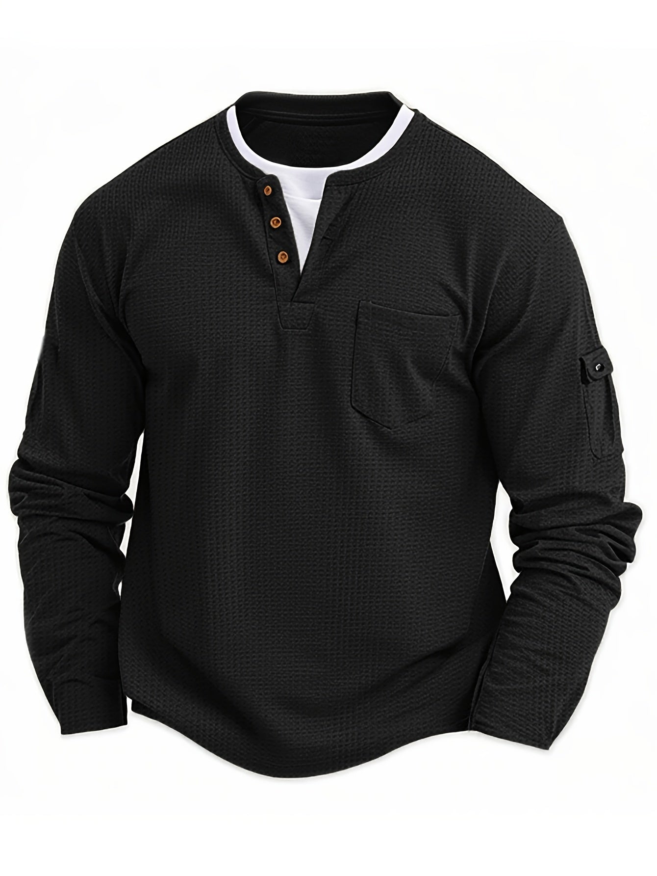 Isiah | Long-sleeved polo shirt with buttons and pocket