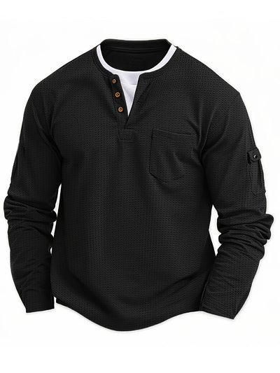 Isiah | Long-sleeved polo shirt with buttons and pocket