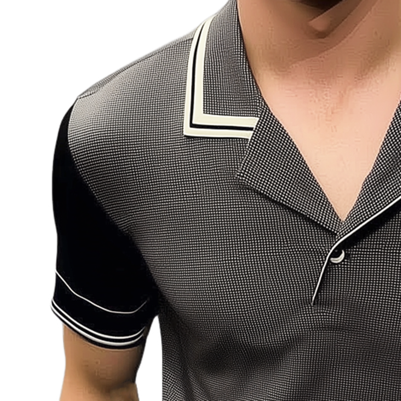 Rodolfo | Men'S Business Notch Lapel Stitching Short-Sleeved T-Shirt
