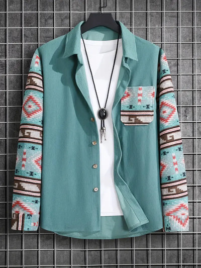 Plácido® | Color Block Long Sleeve Shirt For Men