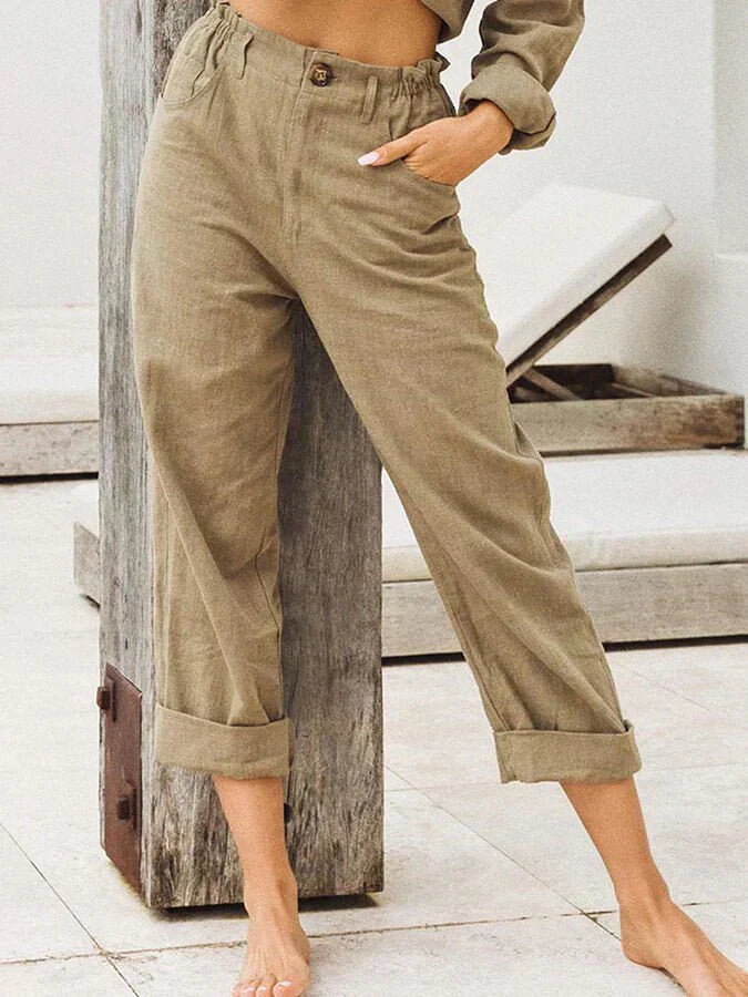 Teodoro® | Stylish Linen Trousers With Rolled Hem Comfort & Trend