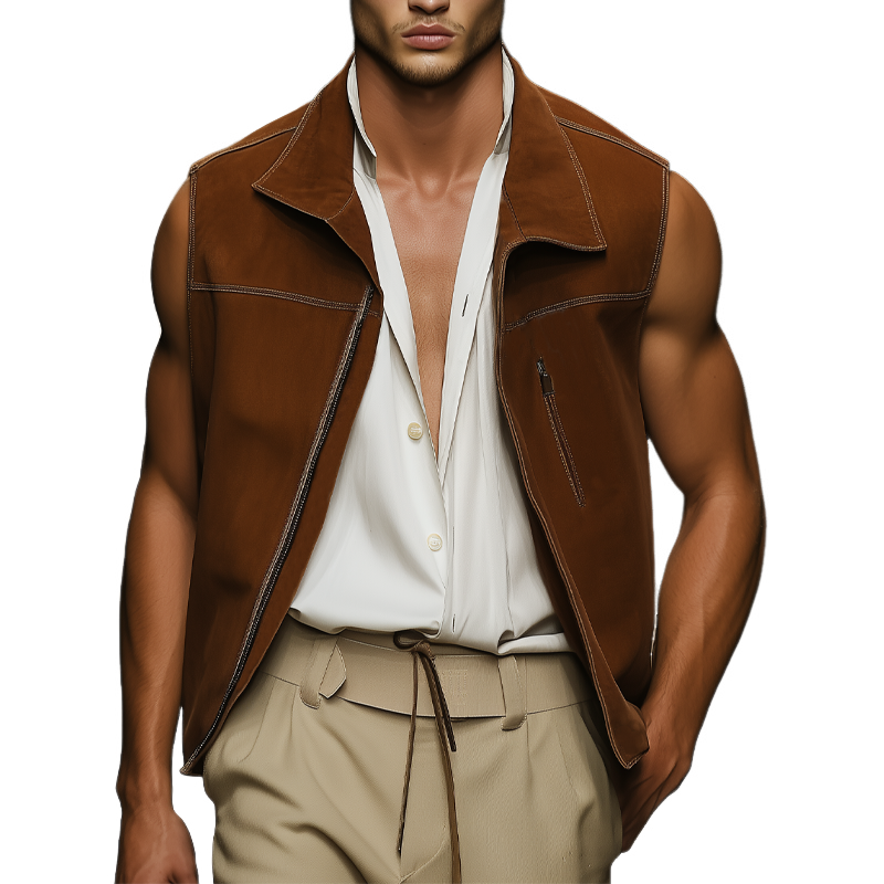 Ignacio | Men'S Vintage Classic Suede Zip-Up Vest