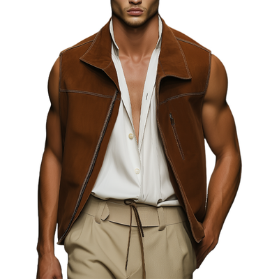Ignacio | Men'S Vintage Classic Suede Zip-Up Vest