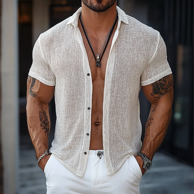 Christopher | Men'S Casual Blended Short-Sleeved Shirt