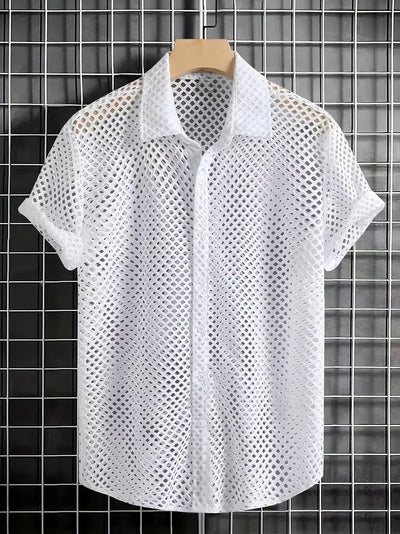 Kunal® | Hollowed Out Short Sleeve Shirt