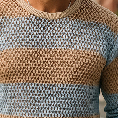 Sean | Men'S Summer Fashion Breathable Ice-Cool Silk Knitted Hollow Long-Sleeved T-Shirt