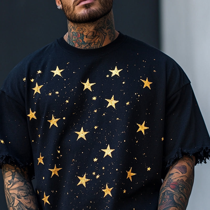 Otto | Men'S Star Printed Round Neck Short Sleeve T-Shirt